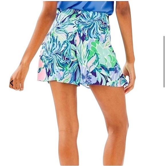 Lilly Pulitzer Pants - Lilly Pulitzer Vibrant Faye Skort Short Party Thyme, Blue/Green, Size 00, NWT